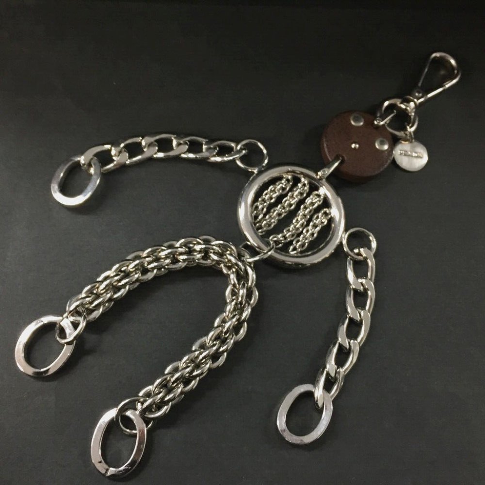 PRADA Chain Robot Trick Silver Tone Key Ring Bag Charm - Picture 7 of 7